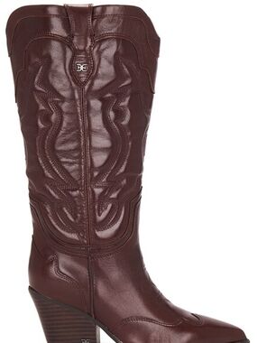 Women's Burgundy Western Leather Mid-Calf Boots